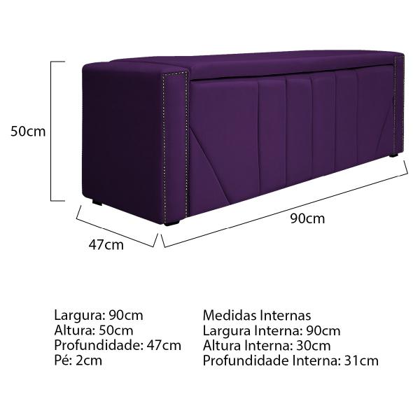 Imagem de Kit Cabeceira e Calçadeira Baú Solteiro Minsk P02 90 cm para cama Box Suede - Amarena Móveis