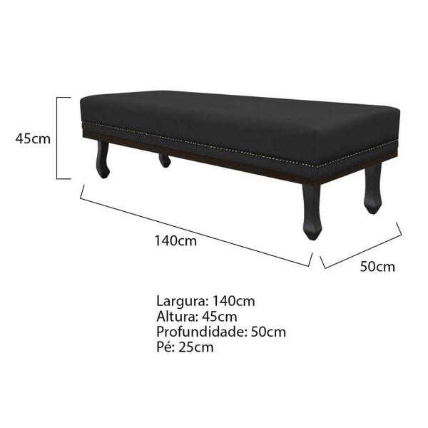 Imagem de Kit Cabeceira e Calçadeira Casal Orlando P02 140 cm para cama Box Sintético - ADJ Decor