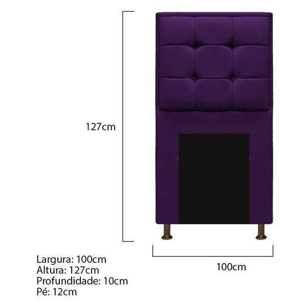 Imagem de Kit Cabeceira e Calçadeira Copenhague 100 cm Solteiro Suede Roxo - ADJ Decor