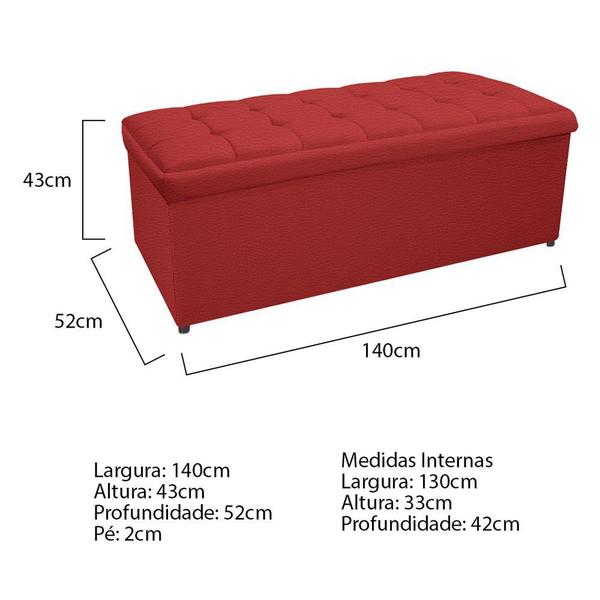 Imagem de Kit Cabeceira e Calçadeira Copenhague 140 cm Casal Corano Vermelho - ADJ Decor