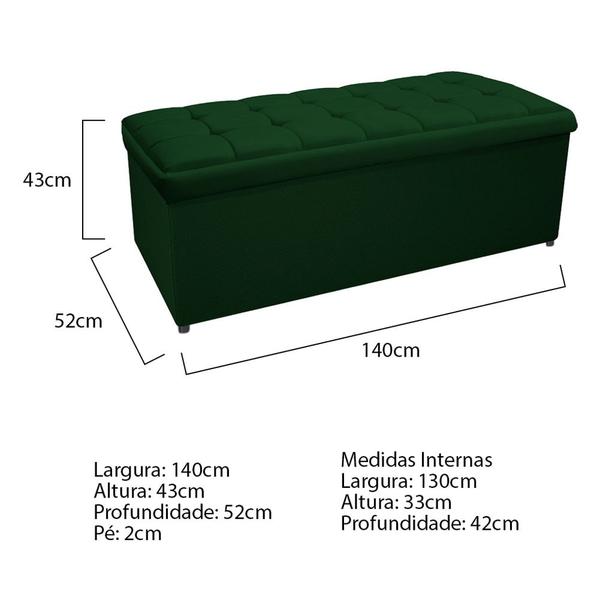 Imagem de Kit Cabeceira e Calçadeira Copenhague 140 cm Casal Suede Verde AM Decor