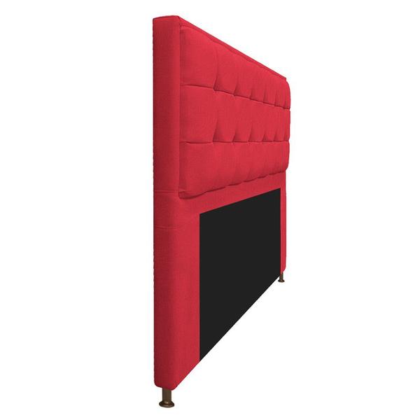 Imagem de Kit Cabeceira e Calçadeira Copenhague 140 cm Casal Suede Vermelho - Doce Sonho Móveis