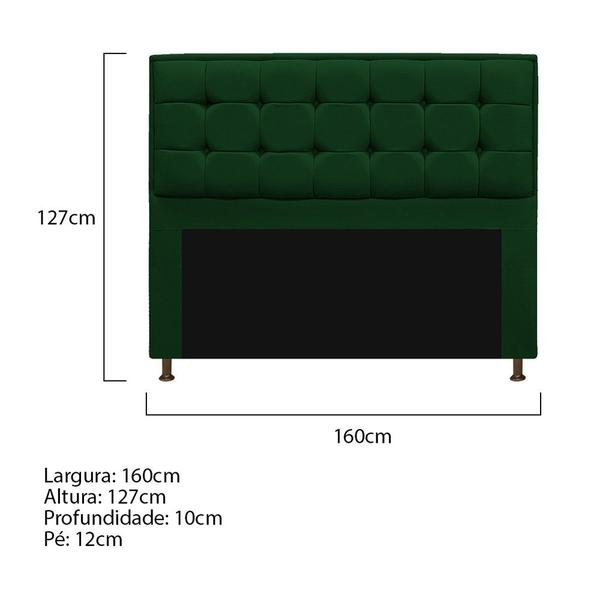 Imagem de Kit Cabeceira e Calçadeira Copenhague 160 cm Queen Size Suede Verde - ADJ Decor