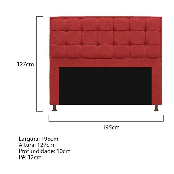 Imagem de Kit Cabeceira e Calçadeira Copenhague 195 cm King Size Sintético Vermelho AM Decor