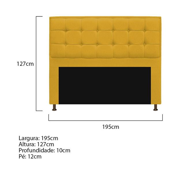 Imagem de Kit Cabeceira e Calçadeira Copenhague 195 cm King Size Suede Amarelo - ADJ Decor