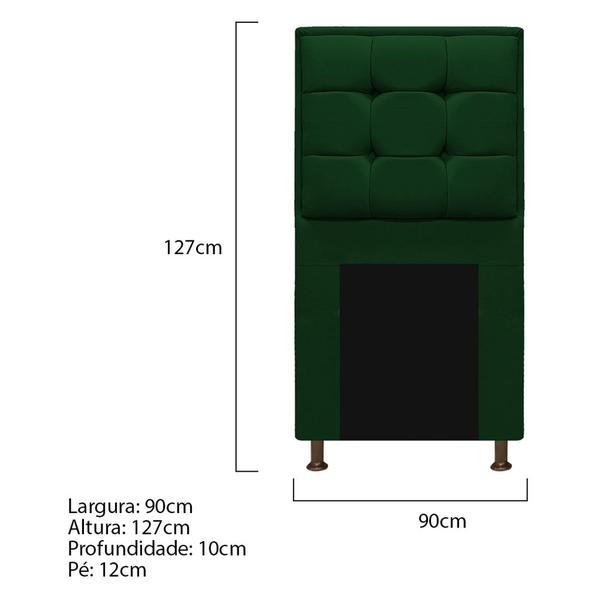 Imagem de Kit Cabeceira e Calçadeira Copenhague 90 cm Solteiro Suede Verde AM Decor