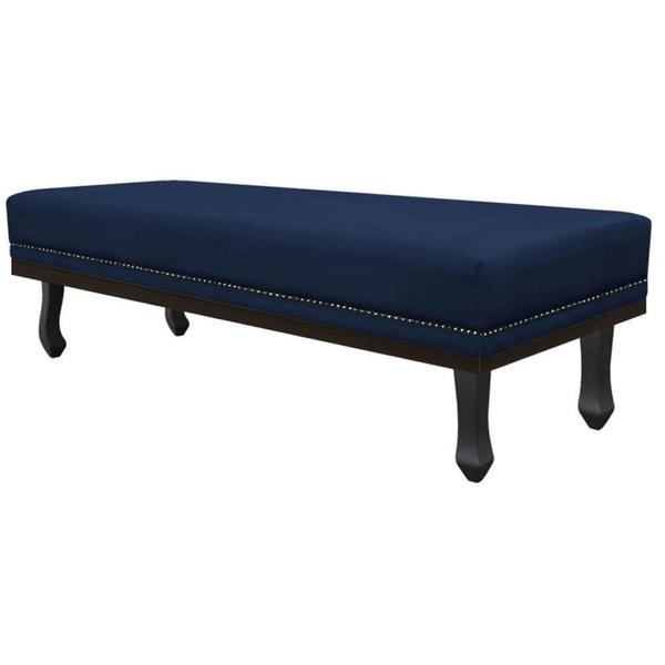 Imagem de Kit Cabeceira e Calçadeira King Orlando P02 195 cm para cama Box Suede Azul Marinho - Amarena Móveis