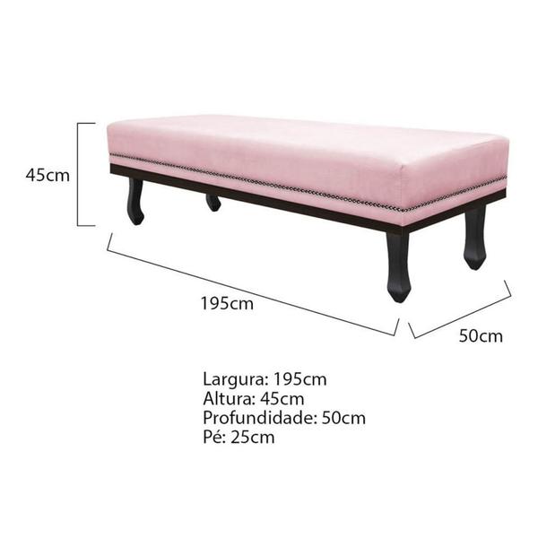 Imagem de Kit Cabeceira e Calçadeira King Orlando P02 195 cm para cama Box Suede Rosa Bebê - Amarena Móveis