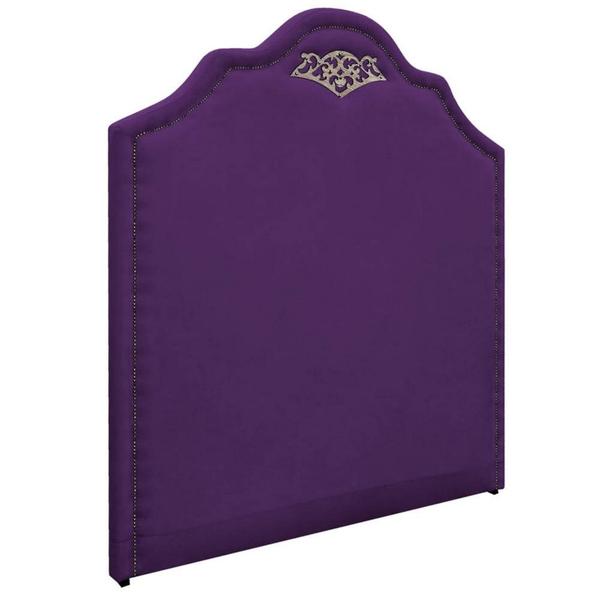 Imagem de Kit Cabeceira e Calçadeira King Orlando P02 195 cm para cama Box Suede Roxo - Amarena Móveis