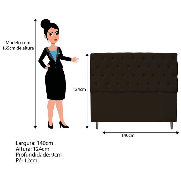 Imagem de Kit Cabeceira e Calçadeira Liverpool 140 cm Casal Corano Marrom - Amarena Móveis