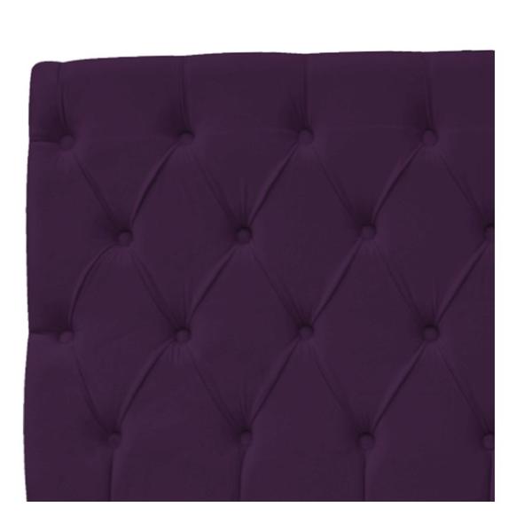 Imagem de Kit Cabeceira e Calçadeira Liverpool 140 cm Casal Suede Roxo - ADJ Decor