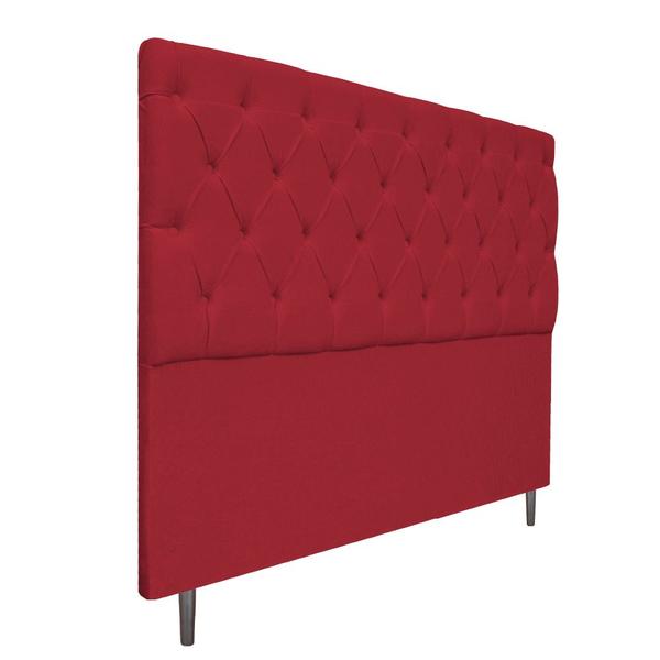 Imagem de Kit Cabeceira e Calçadeira Liverpool 140 cm Casal Suede Vermelho - ADJ Decor