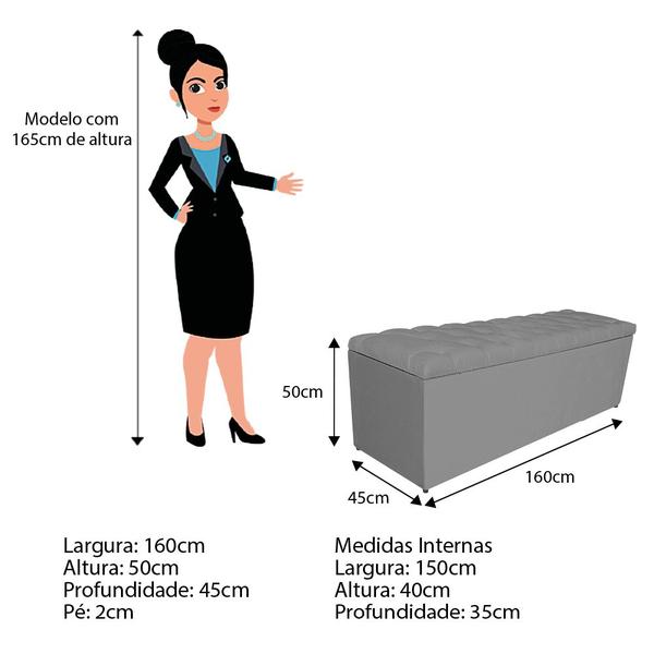 Imagem de Kit Cabeceira e Calçadeira Liverpool 160 cm Queen Size Corano Cinza - Amarena Móveis