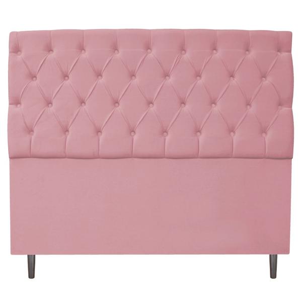 Imagem de Kit Cabeceira e Calçadeira Liverpool 160 cm Queen Size Suede Rosa Bebê - ADJ Decor