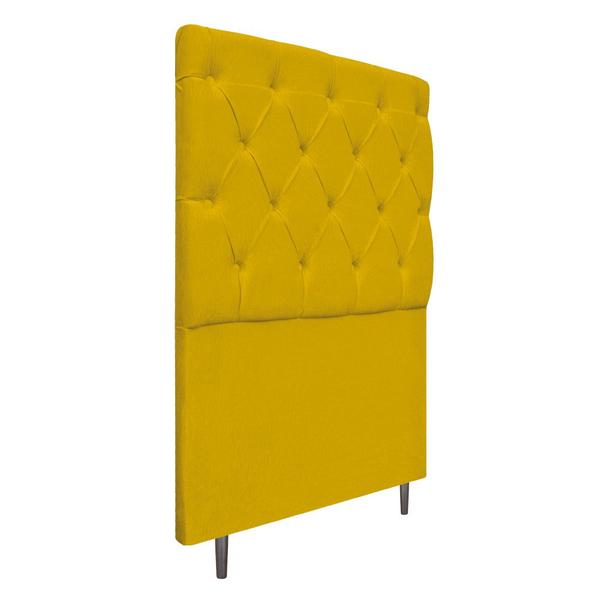 Imagem de Kit Cabeceira e Calçadeira Liverpool 90 cm Solteiro Suede Amarelo - ADJ Decor