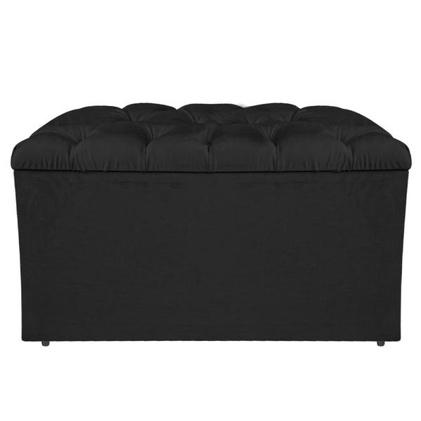 Imagem de Kit Cabeceira e Calçadeira Liverpool 90 cm Solteiro Suede Preto - ADJ Decor