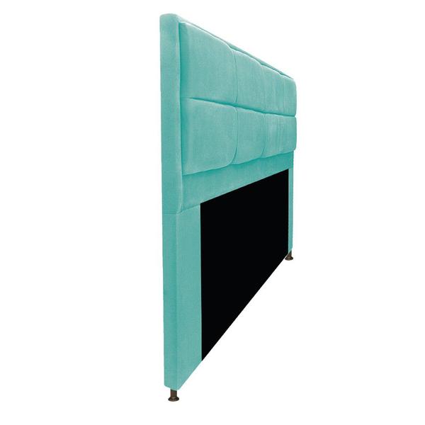 Imagem de Kit Cabeceira e Calçadeira Munique 140 cm Casal Suede Azul Tiffany - Doce Sonho Móveis