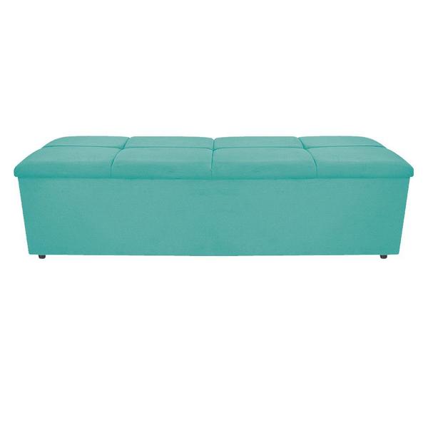 Imagem de Kit Cabeceira e Calçadeira Munique 140 cm Casal Suede Azul Tiffany - Doce Sonho Móveis