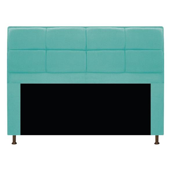 Imagem de Kit Cabeceira e Calçadeira Munique 160 cm Queen Size Suede Azul Tiffany AM Decor