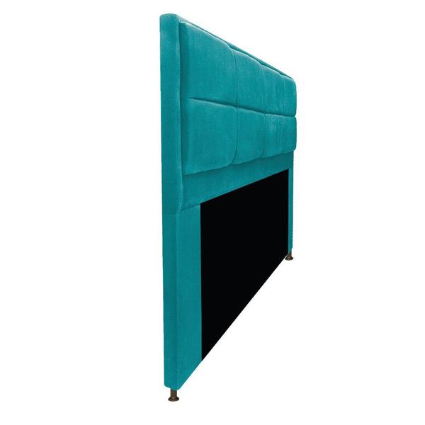 Imagem de Kit Cabeceira e Calçadeira Munique 160 cm Queen Size Suede Azul Turquesa - ADJ Decor