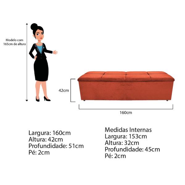 Imagem de Kit Cabeceira e Calçadeira Munique 160 cm Queen Size Suede Terracota - ADJ Decor