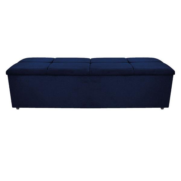 Imagem de Kit Cabeceira e Calçadeira Munique 195 cm King Size Suede Azul Marinho - ADJ Decor