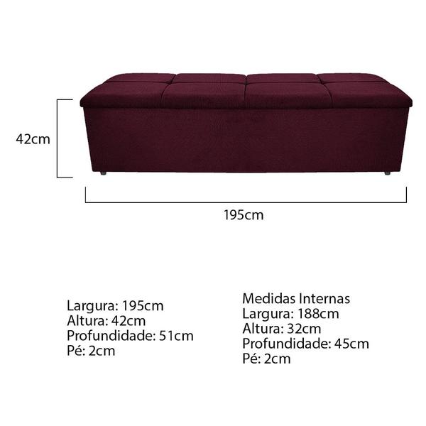 Imagem de Kit Cabeceira e Calçadeira Munique 195 cm King Size Suede Bordô AM Decor