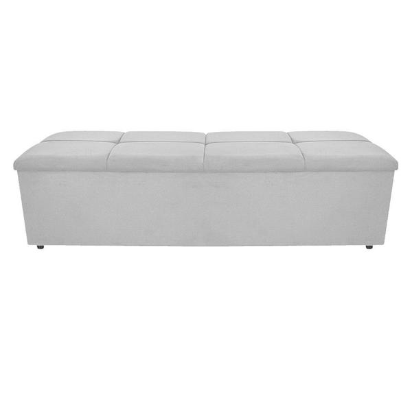 Imagem de Kit Cabeceira e Calçadeira Munique 195 cm King Size Suede Branco - Doce Sonho Móveis