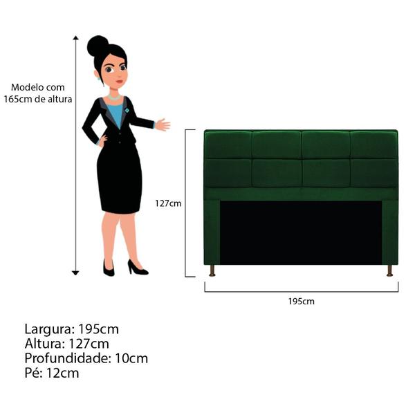 Imagem de Kit Cabeceira e Calçadeira Munique 195 cm King Size Suede Verde - ADJ Decor