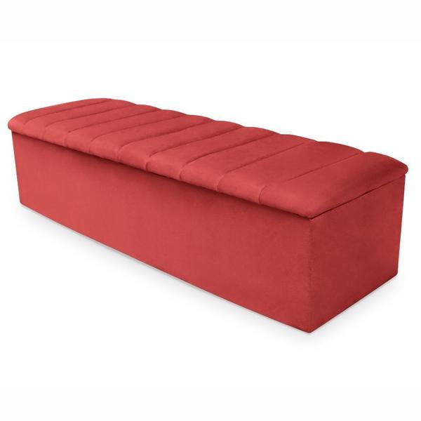 Imagem de Kit Cabeceira e Calçadeira Solteiro 90 cm Cancun Platinum Decor Suede Vermelho