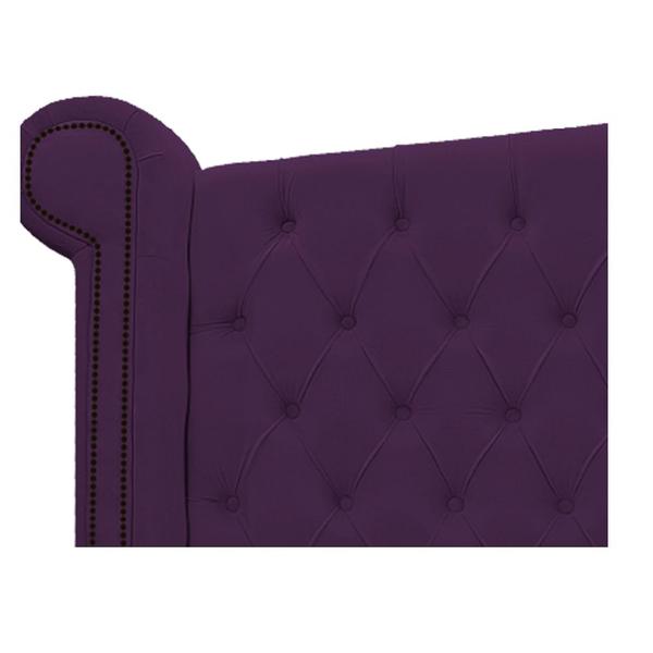 Imagem de Kit Cabeceira e Calçadeira Veneza 100 cm Solteiro Suede Roxo - Amarena Móveis