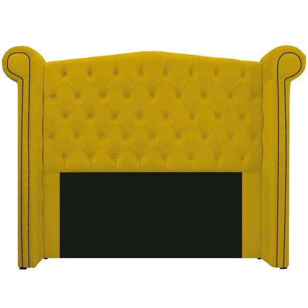 Imagem de Kit Cabeceira e Calçadeira Veneza 160 cm Queen Size Suede Amarelo - Doce Sonho Móveis