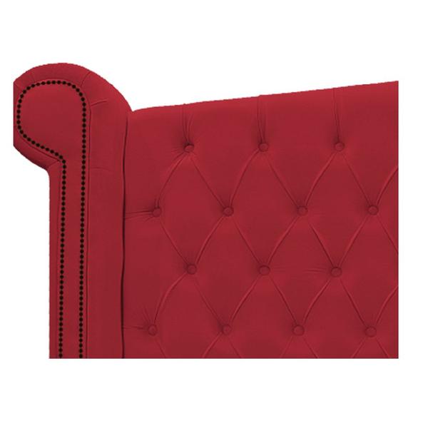 Imagem de Kit Cabeceira e Calçadeira Veneza 160 cm Queen Size Suede Vermelho - ADJ Decor