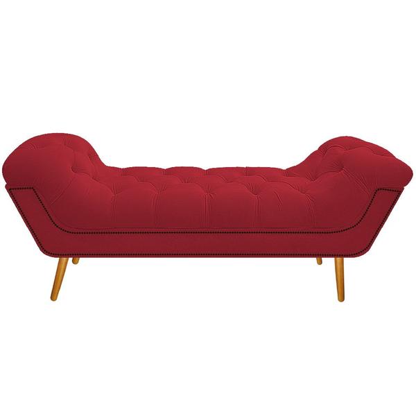 Imagem de Kit Cabeceira e Calçadeira Veneza 195 cm King Size Suede Vermelho - Amarena Moveis