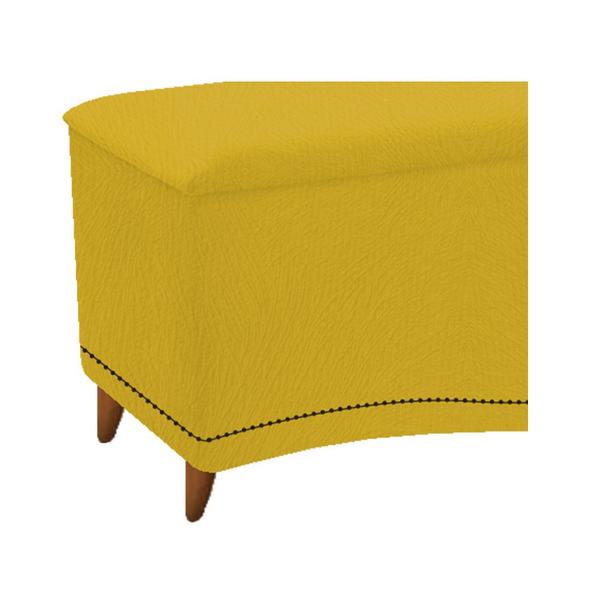 Imagem de Kit Cabeceira e Calçadeira Yasmim 140 cm Casal Suede Amarelo - Doce Sonho Móveis