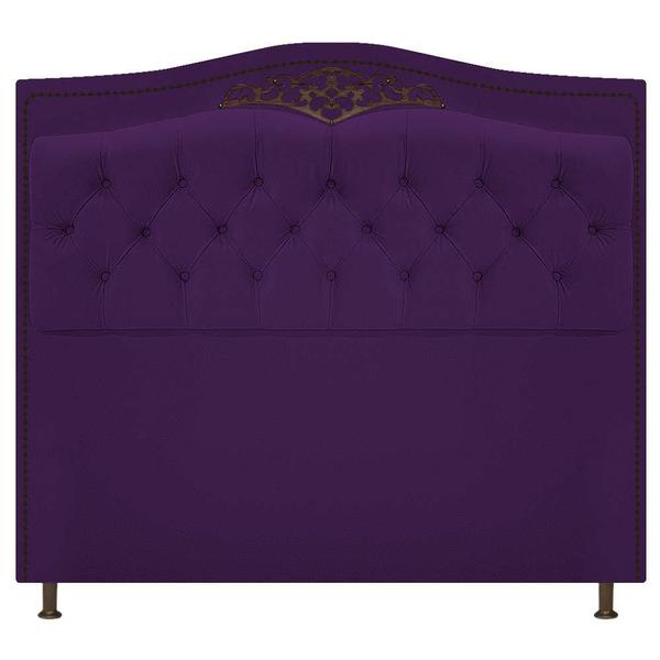 Imagem de Kit Cabeceira e Calçadeira Yasmim 140 cm Casal Suede Roxo - Doce Sonho Móveis