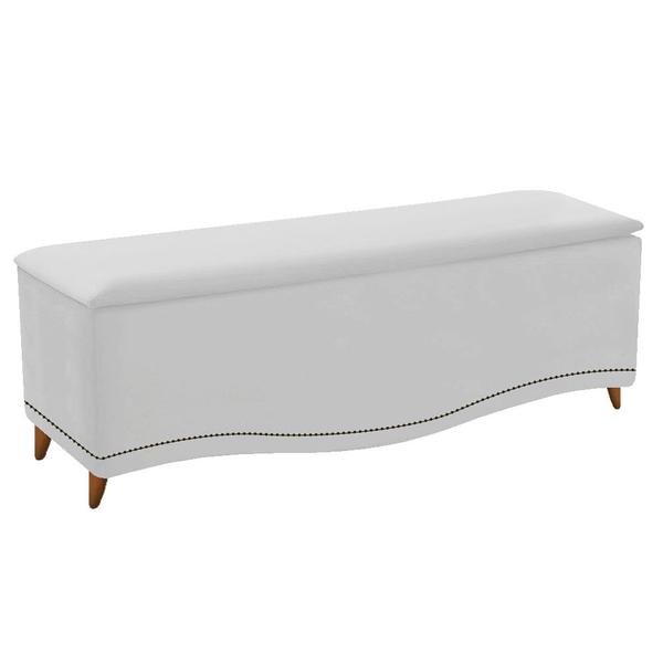 Imagem de Kit Cabeceira e Calçadeira Yasmim 160 cm Queen Size Suede Branco - Amarena Móveis