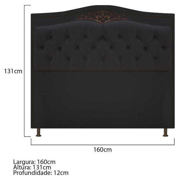 Imagem de Kit Cabeceira e Calçadeira Yasmim 160 cm Queen Size Suede Preto - ADJ Decor