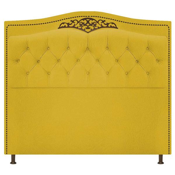 Imagem de Kit Cabeceira e Calçadeira Yasmim 195 cm King Size Suede Amarelo - Amarena Móveis