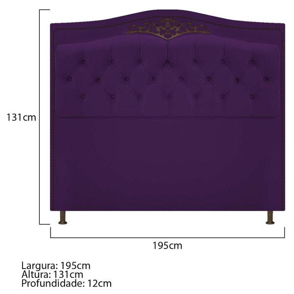 Imagem de Kit Cabeceira e Calçadeira Yasmim 195 cm King Size Suede Roxo - ADJ Decor