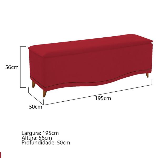 Imagem de Kit Cabeceira e Calçadeira Yasmim 195 cm King Size Suede Vermelho - ADJ Decor