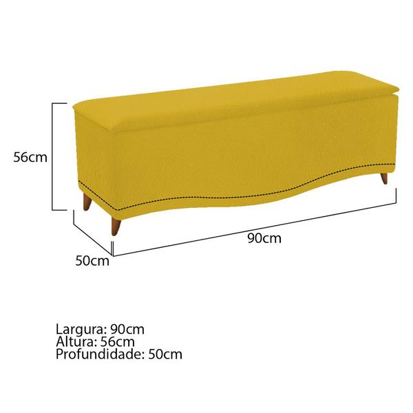 Imagem de Kit Cabeceira e Calçadeira Yasmim 90 cm Solteiro Suede Amarelo - Doce Sonho Móveis