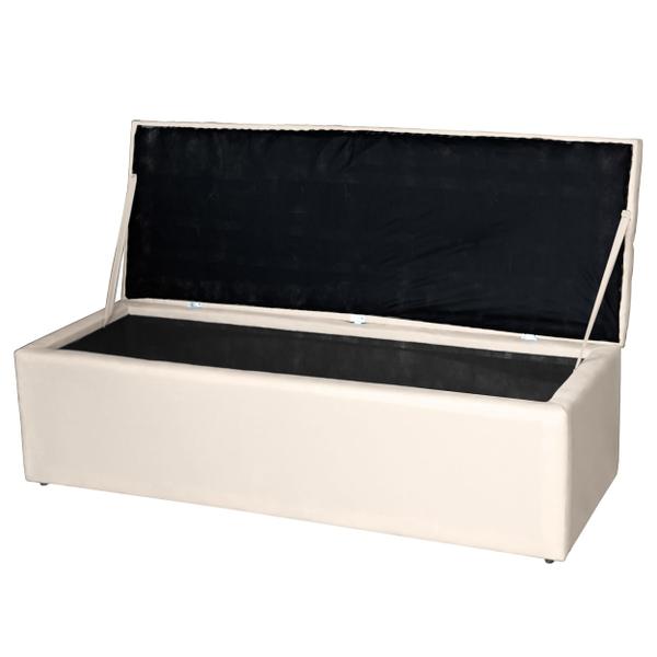 Imagem de Kit Cabeceira Estofada Casal com Recamier Bau 140 cm para Cama Box Bege Livia Mafer