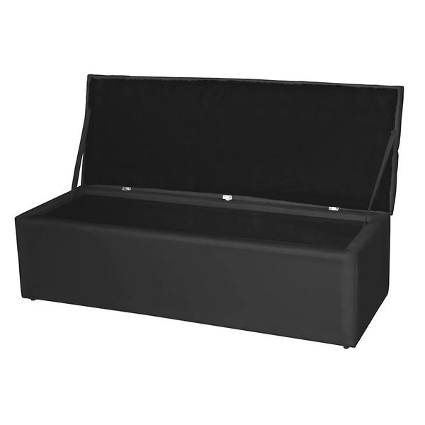 Imagem de Kit Cabeceira Estofada Casal com Recamier Bau King 195 cm para Cama Box Preto Livia Mafer