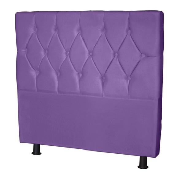 Imagem de Kit Cabeceira Estofada Casal com Recamier Bau King 195 cm para Cama Box Roxo Livia Mafer