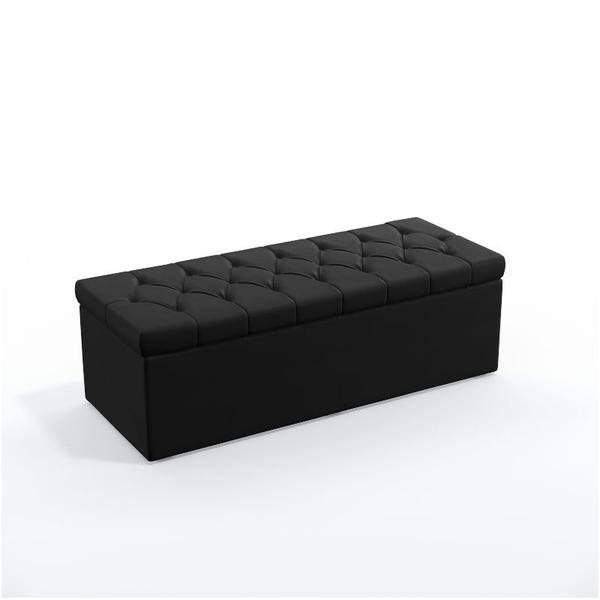 Imagem de Kit Cabeceira Estofada Decorativa Box Bellatrix 160 Cama Queen e Calçadeira Sagitarius Couro Preto Aradecor