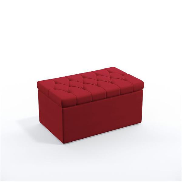 Imagem de Kit Cabeceira Estofada Decorativa Cama Box Dama 90 Para Cama de Solteiro e Calçadeira Sagitarius Sued Vermelho Aradecor