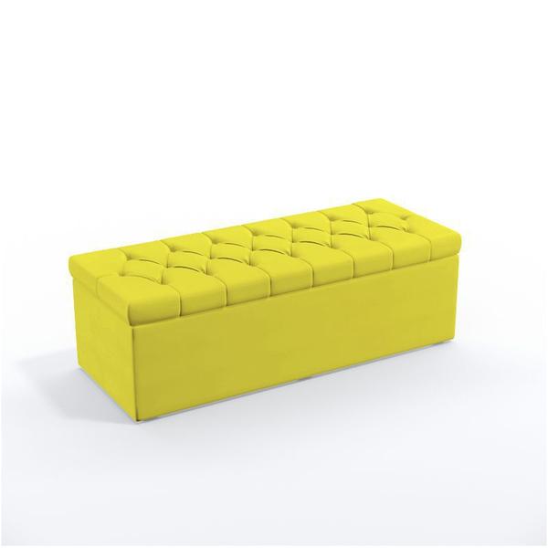 Imagem de Kit Cabeceira Estofada Decorativa Para Cama Box Bellatrix 160 Cama Queen e Calçadeira Sagitarius Sued Amarelo Aradecor