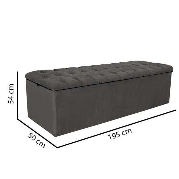 Imagem de Kit Cabeceira Estofada e Calçadeira Recamier Espanha 195cm King Size Strass Suede Cinza - Ahazzo Móveis