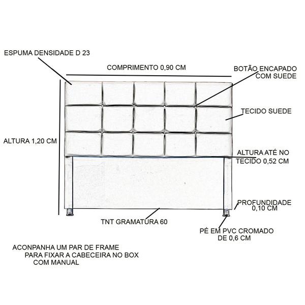 Imagem de Kit Cabeceira Estofada e Puff Baú Sapateira Para Cama Box De Solteiro 90 cm Katherine Suede Marron Café Anchar Estofados 01